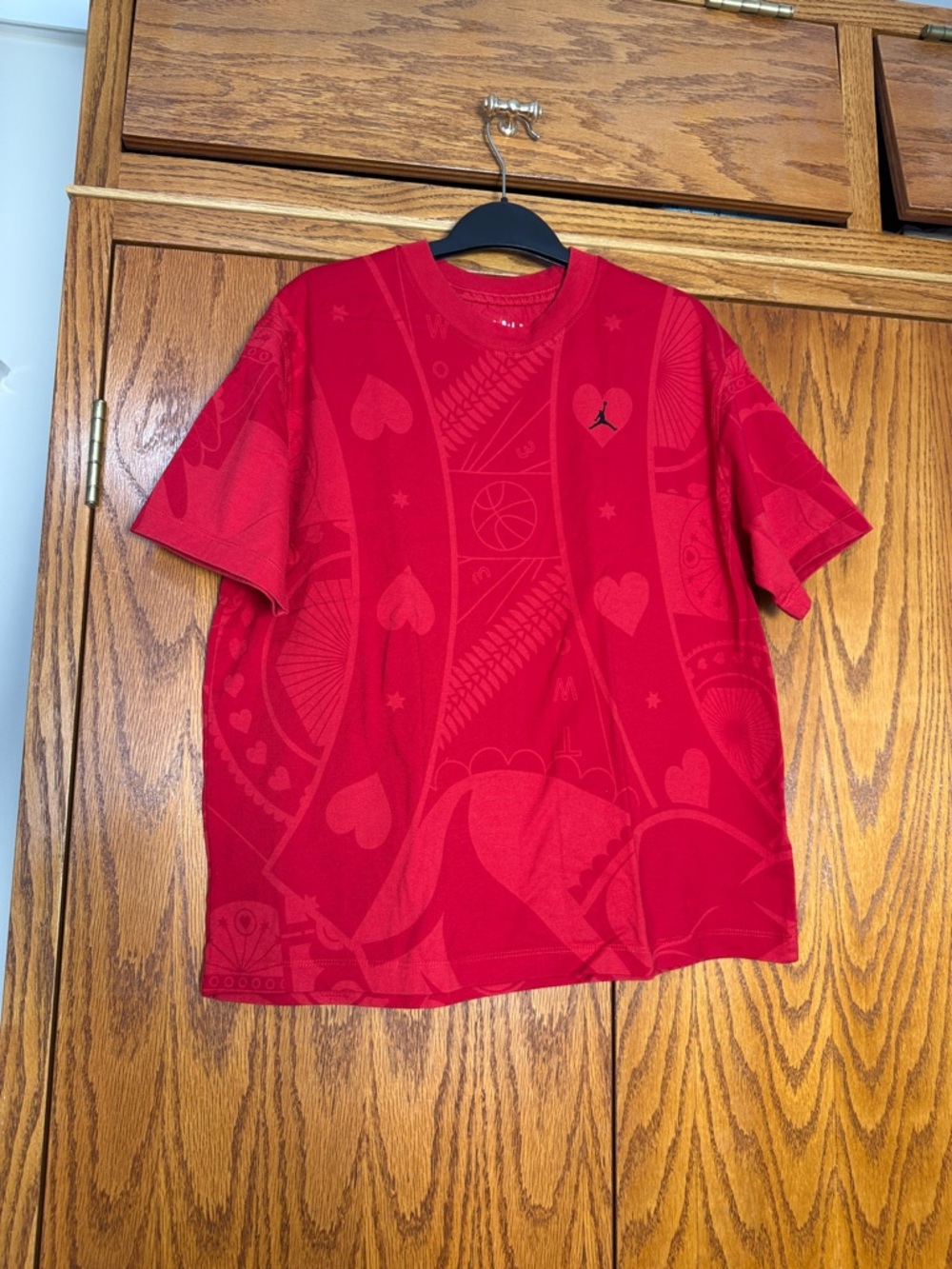 Jordan Red Allover Graphic Crew Tee